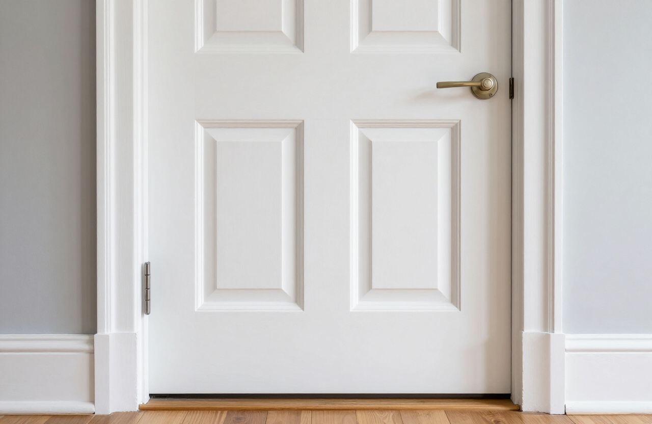 Freshly hand-painted white doors and trim detail in a Wood-Ridge NJ two-family home
