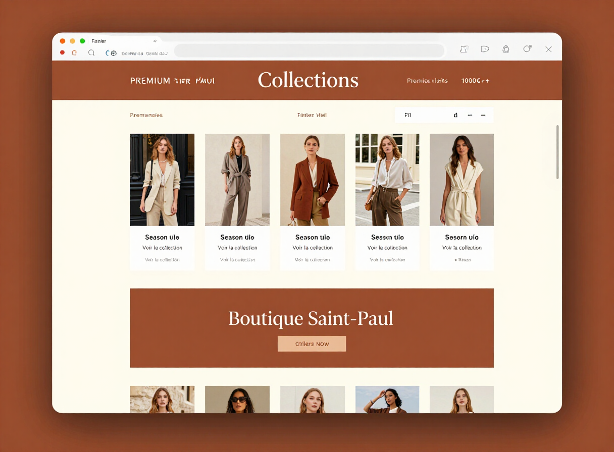 Page collections de la boutique sur ordinateur