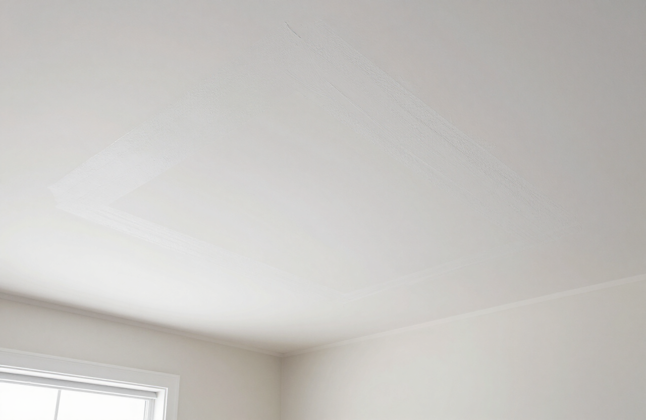 Repaired water-damaged ceiling in a Palisade Park NJ apartment after drywall replacement and repainting