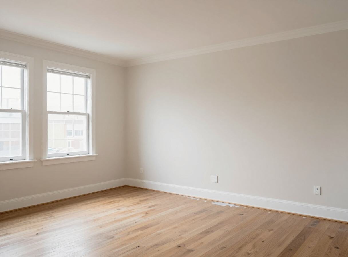 Finished living room in an older Union City NJ apartment after drywall repair and painting