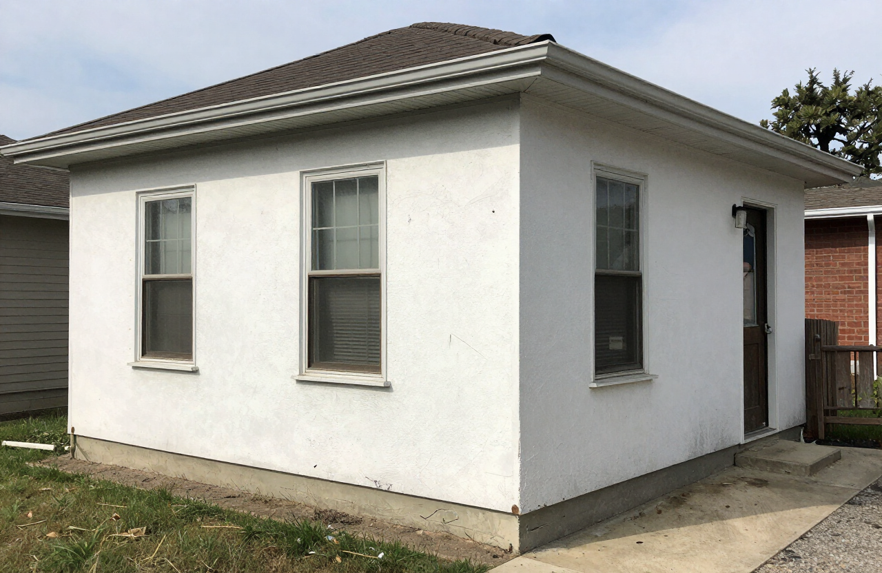 Tenant damage and wear on East Rutherford NJ rental exterior before refresh
