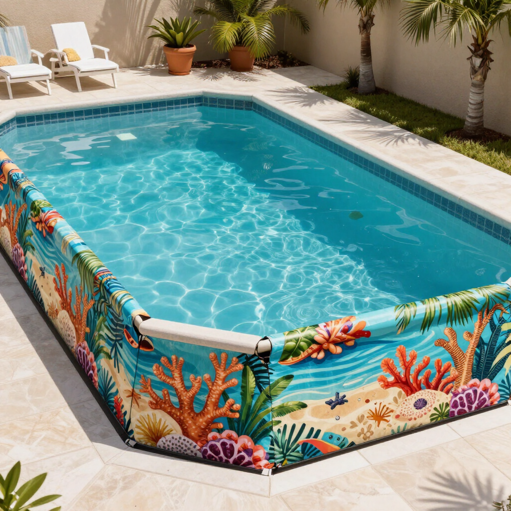 Caribbean Reef Beaded Liner — 16×32 ft Rectangle