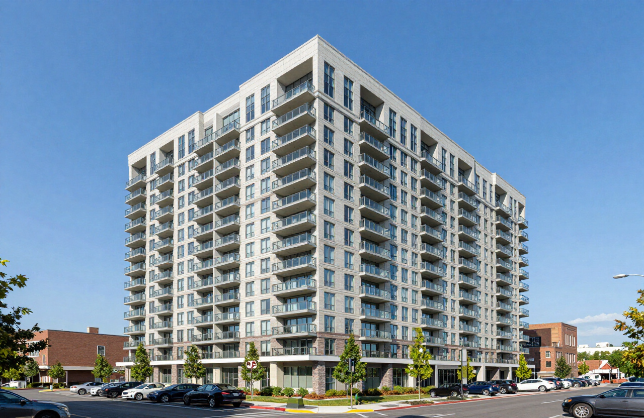 High-rise condo building in Harmon Cove, Secaucus, NJ