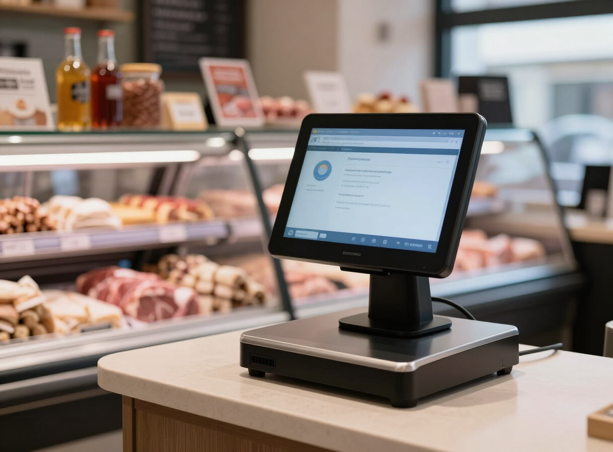 Digitaal kassasysteem in een verswinkel