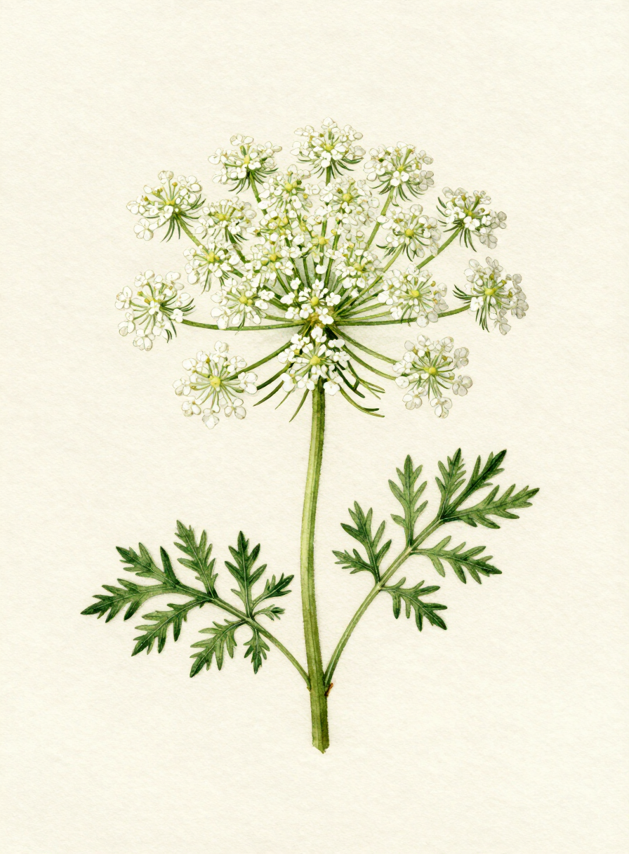 Watercolor painting of a white Queen Anne's Lace