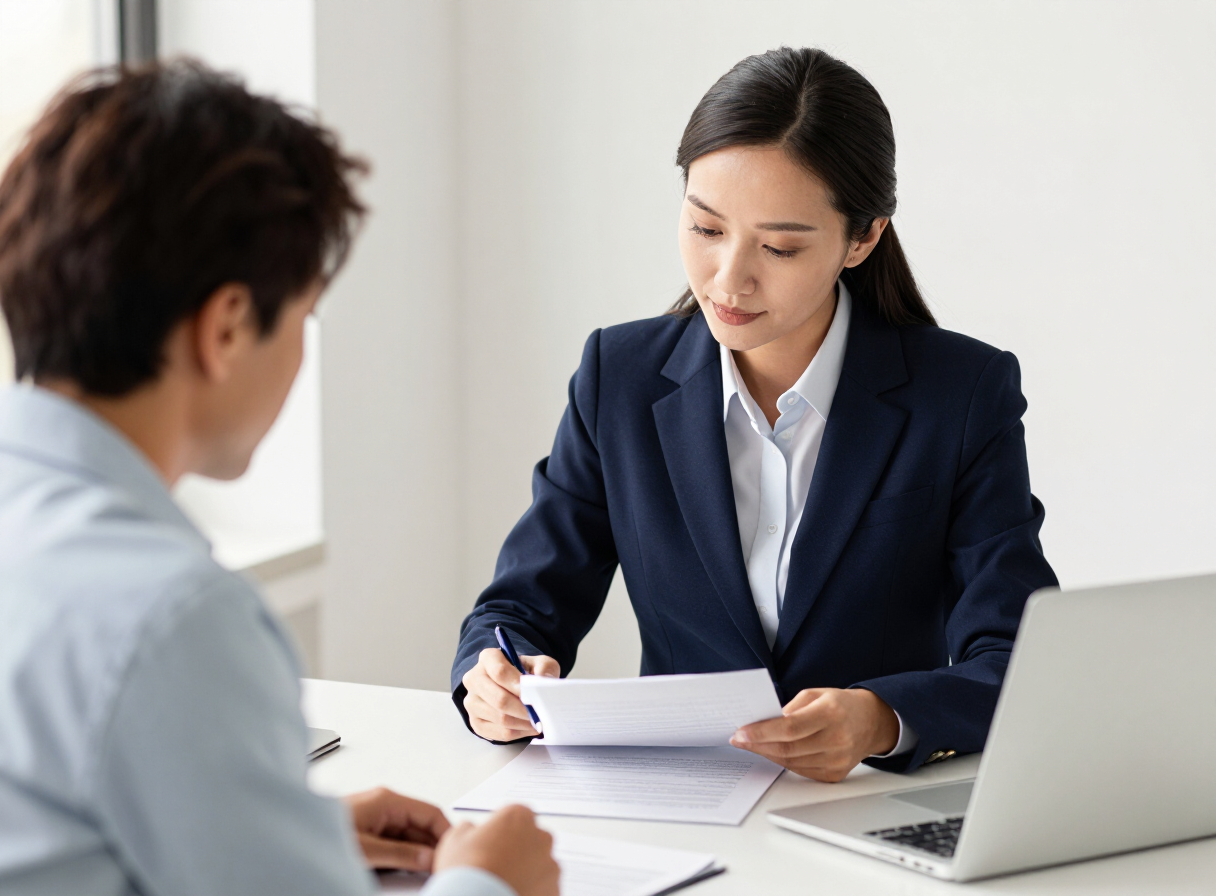 A Leaders Tax advisor reviewing documents with a client