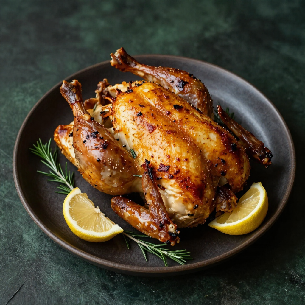 Golden roast chicken with lemon and herbs
