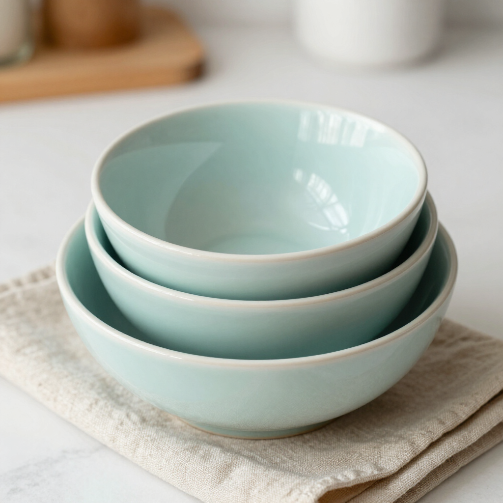 Aqua Stoneware Mixing Bowl Set