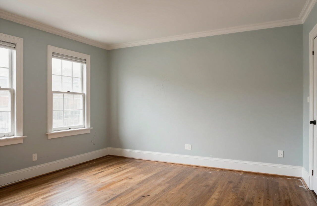 Single-family home living room in East Rutherford NJ before interior painting