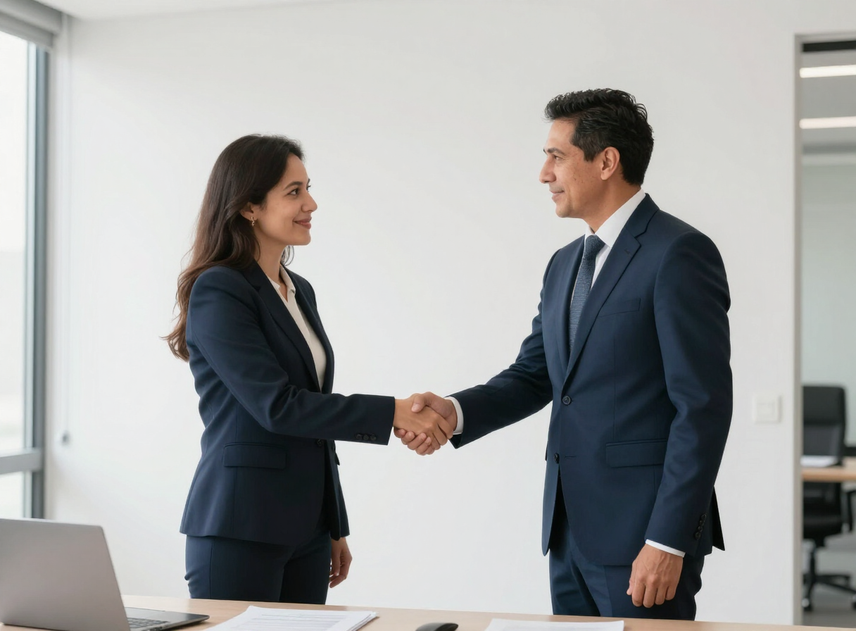 Consultores de talento cerrando un acuerdo profesional