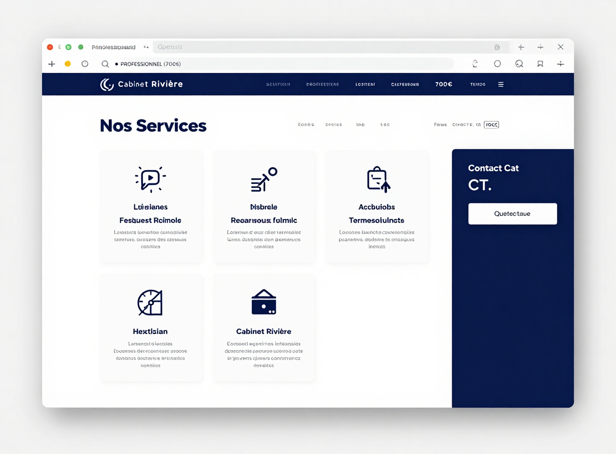 Page services de l’entreprise sur ordinateur