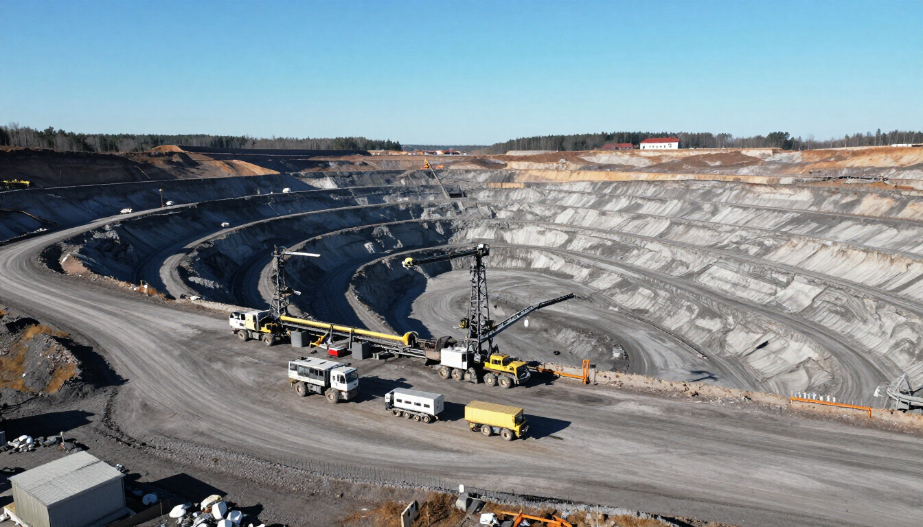 Aerial view of mining operation site for asset inventory