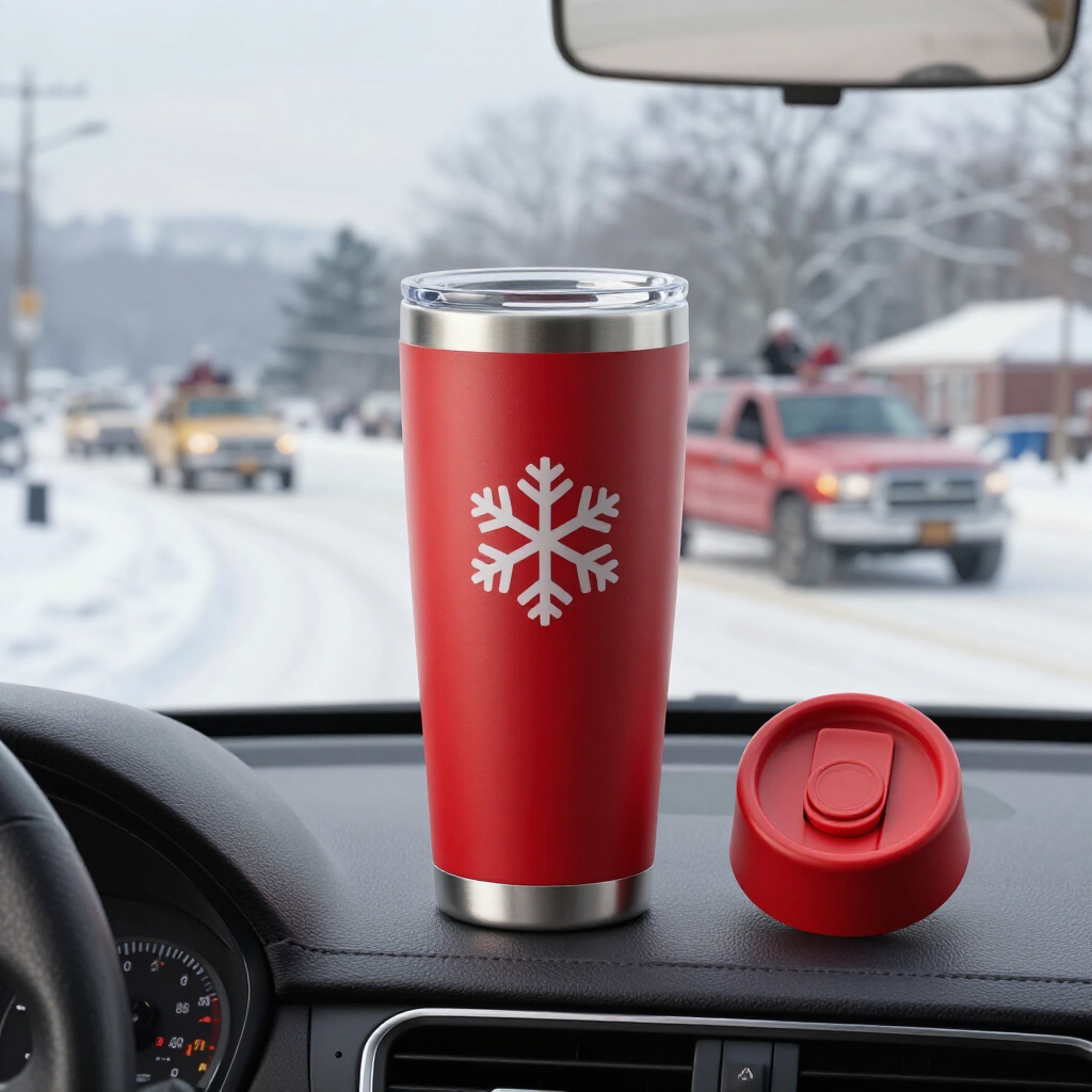 Red Insulated Christmas Travel Tumbler