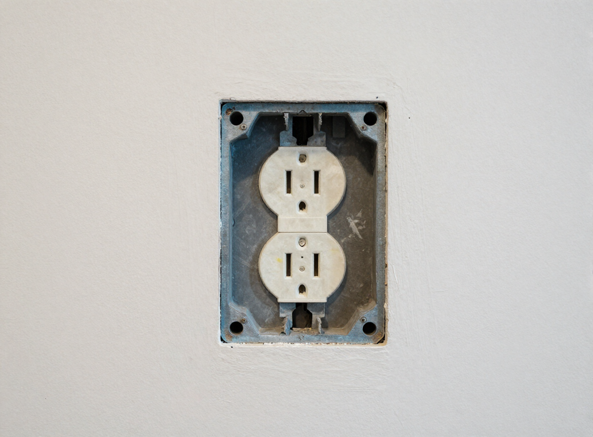 Electrical outlet cutout in a drywall wall in a Hoboken NJ home