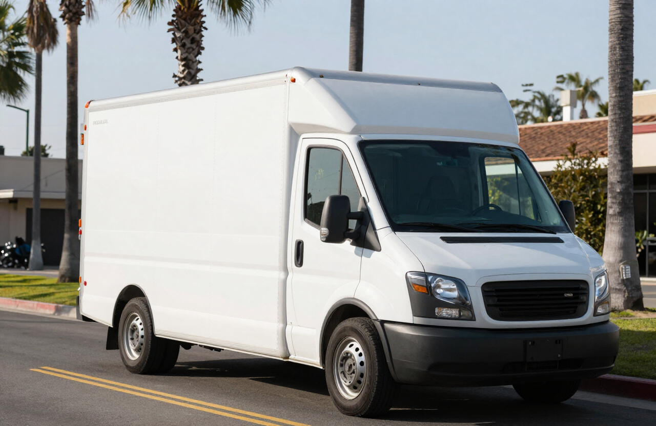 Delivery truck on a Southern California street