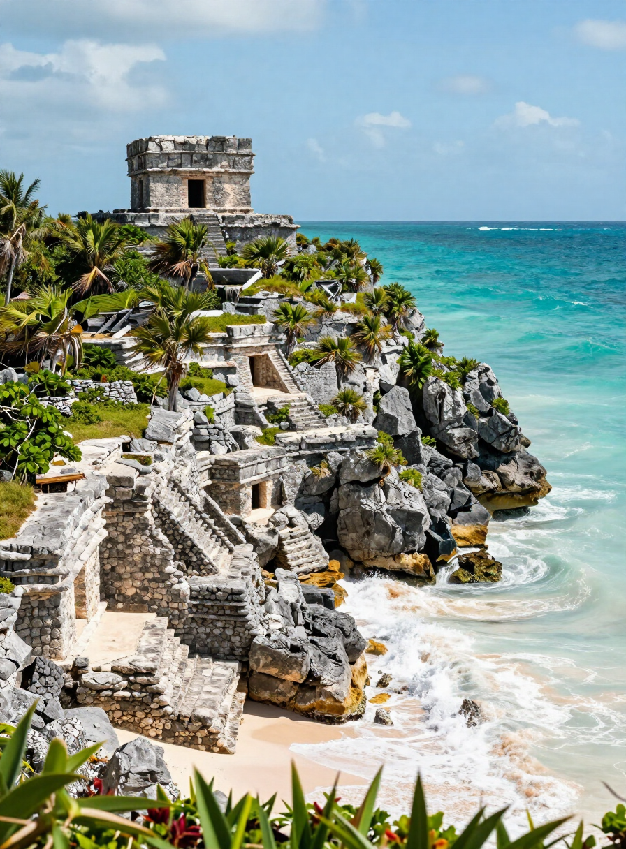 Ruinas mayas de Tulum junto al mar Caribe