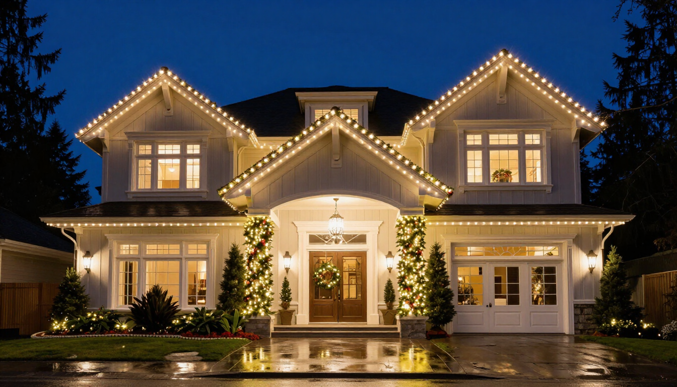 Christmas wreath and garland mounting in Surrey with skilled seasonal decorating and festive presentation service.