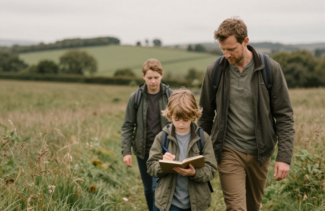 A family enjoying nature study outdoors