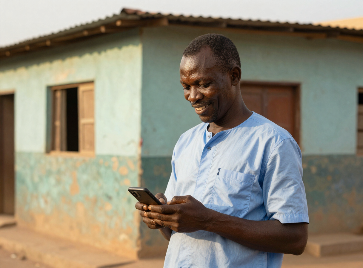 Bailleur sénégalais devant son immeuble à Dakar