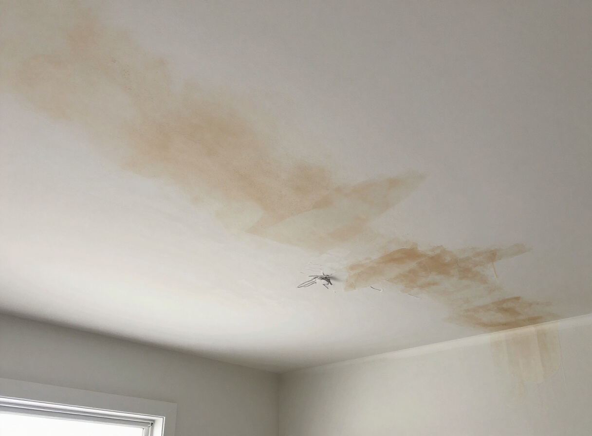 Water-damaged ceiling in a North Bergen NJ apartment before repair