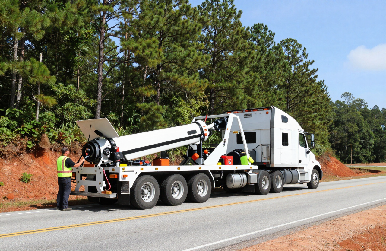 Big rig towing and recovery of a tractor trailer near Morrow, Georgia