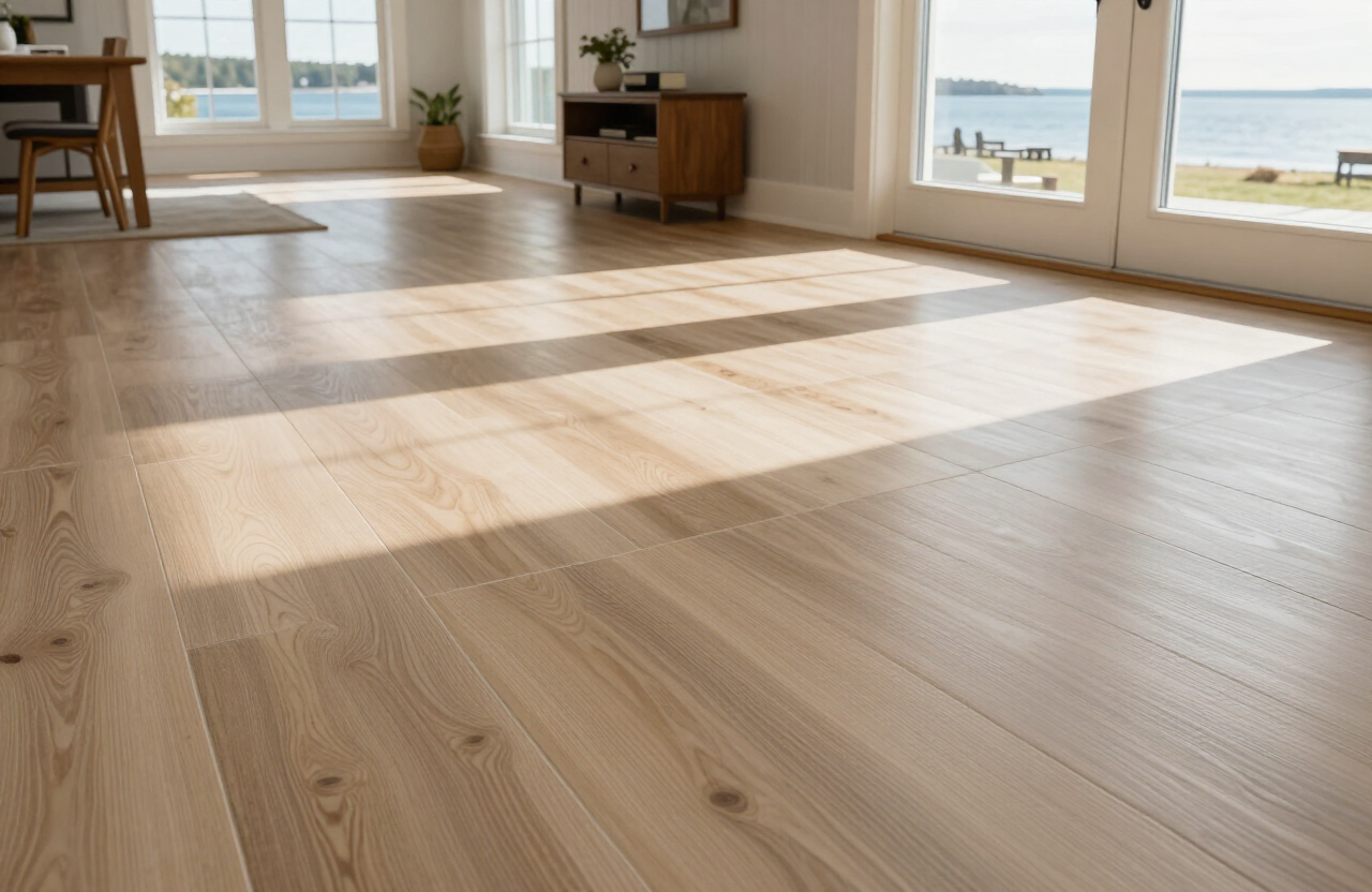 Heated porcelain plank floor