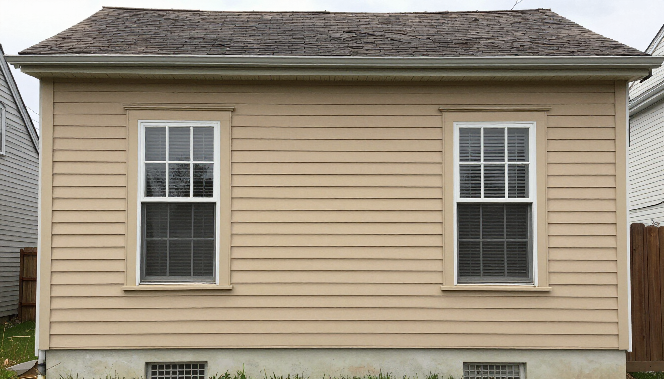 Hasbrouck Heights NJ bungalow before color update with dull tan siding