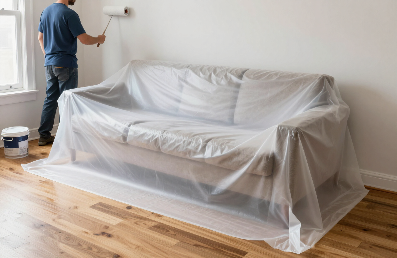 Furniture and floor protection during interior painting in a Union City NJ apartment