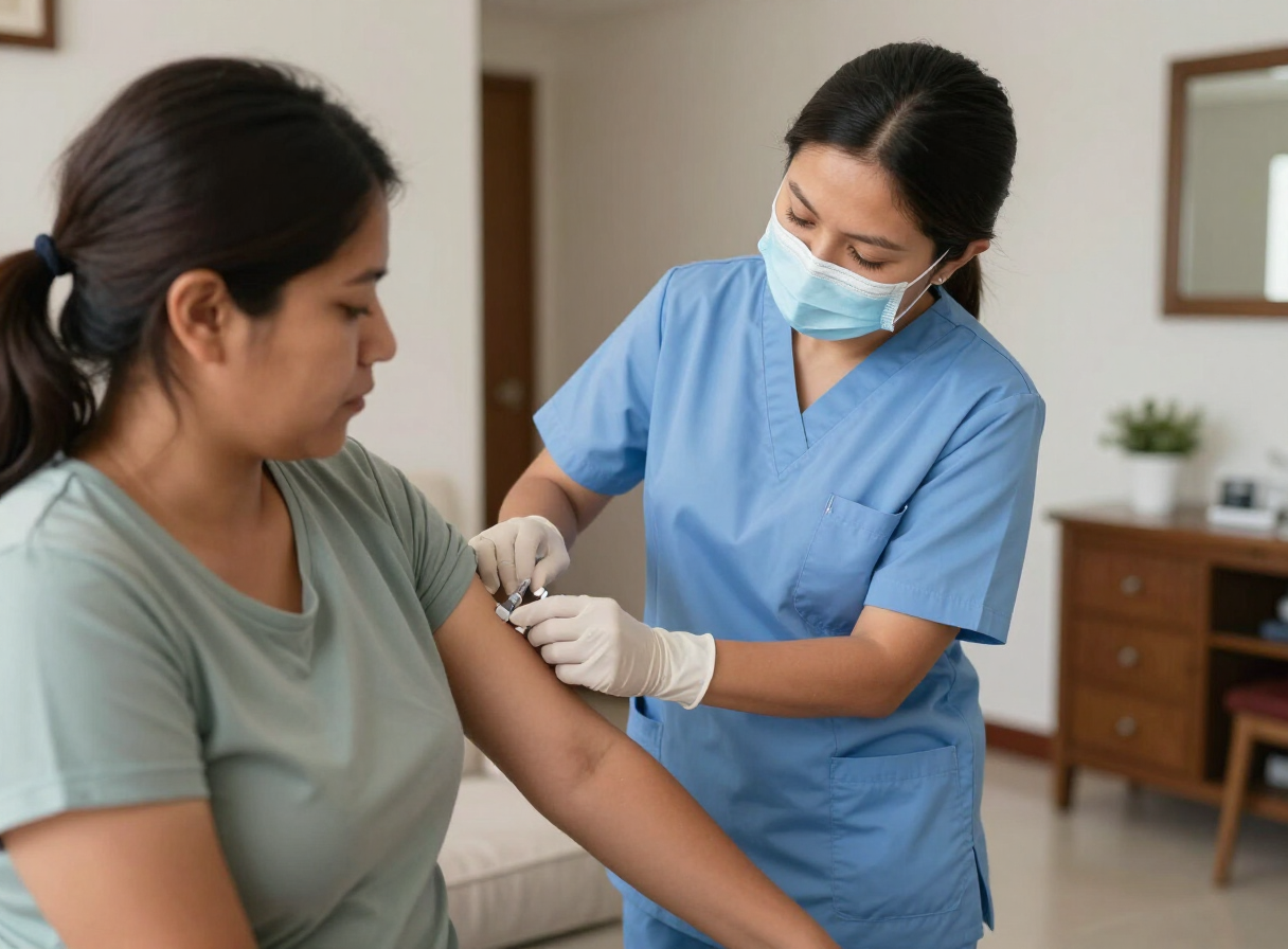 Profesional de salud preparando una atención a domicilio