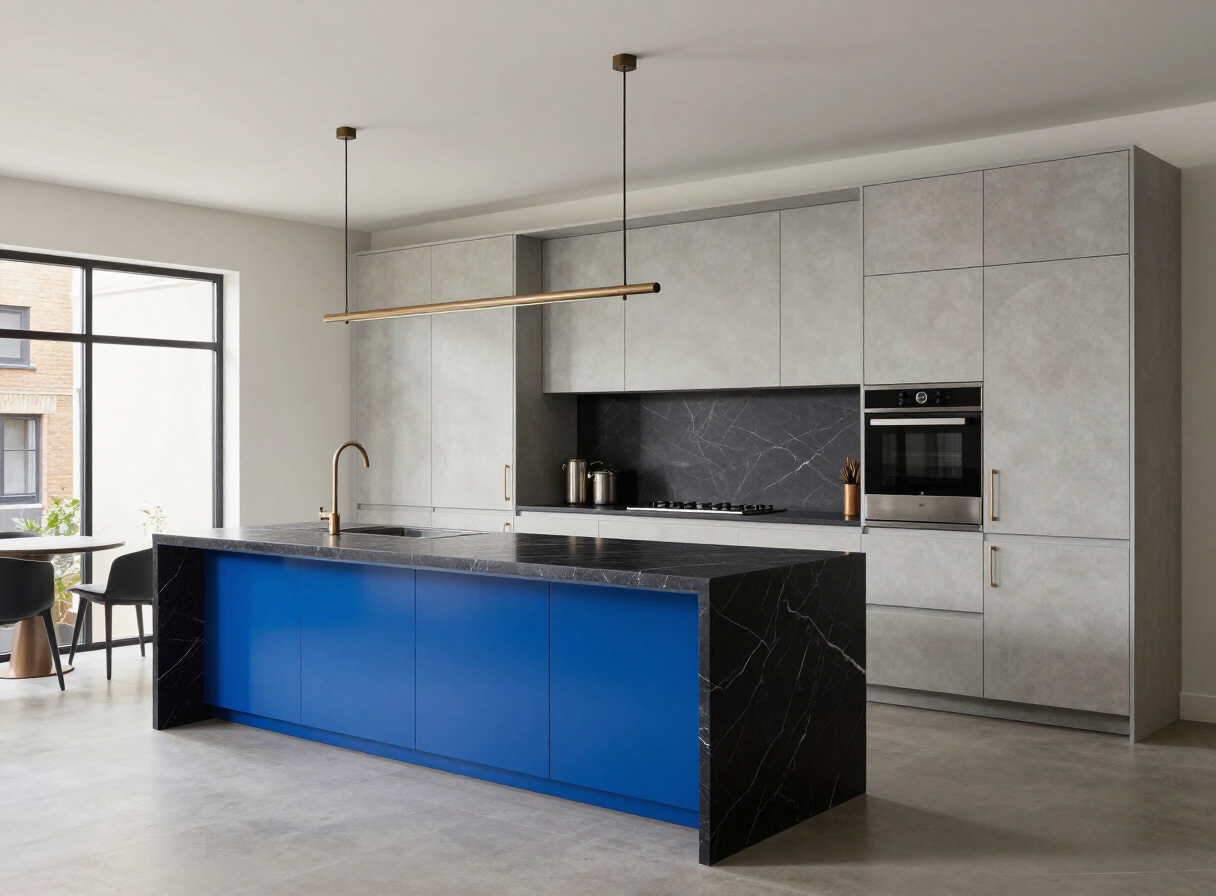 Cobalt & Concrete — Kitchen by HS Kitchens Studio, Manchester