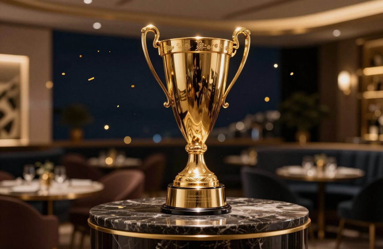 Trofeo dorato in un’esclusiva lounge VIP