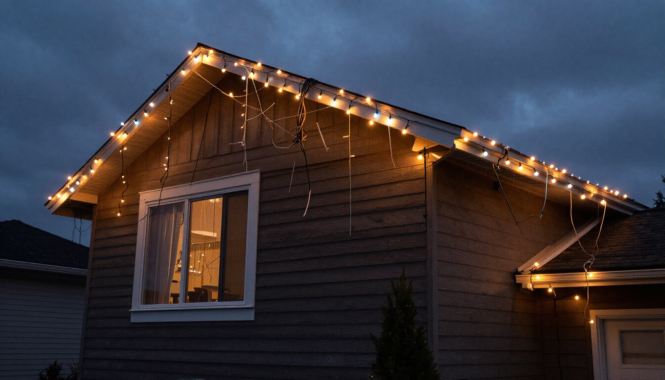 Custom Christmas lights scheme in Surrey with soffit, yard, tree, and complete seasonal lighting services.