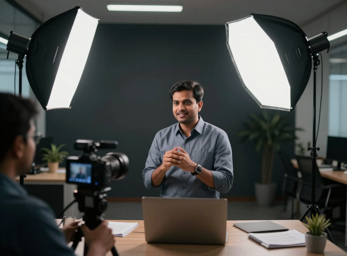 Corporate video production — executive interview setup in Patna
