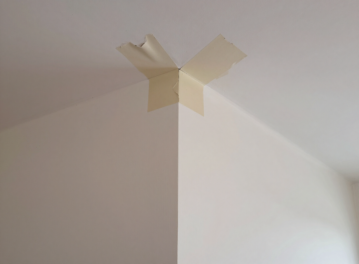 Failed drywall tape — after