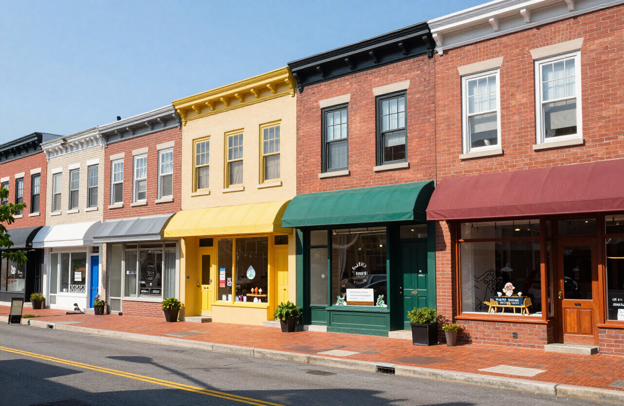 Multiple cohesive storefronts along Park Avenue in Rutherford NJ
