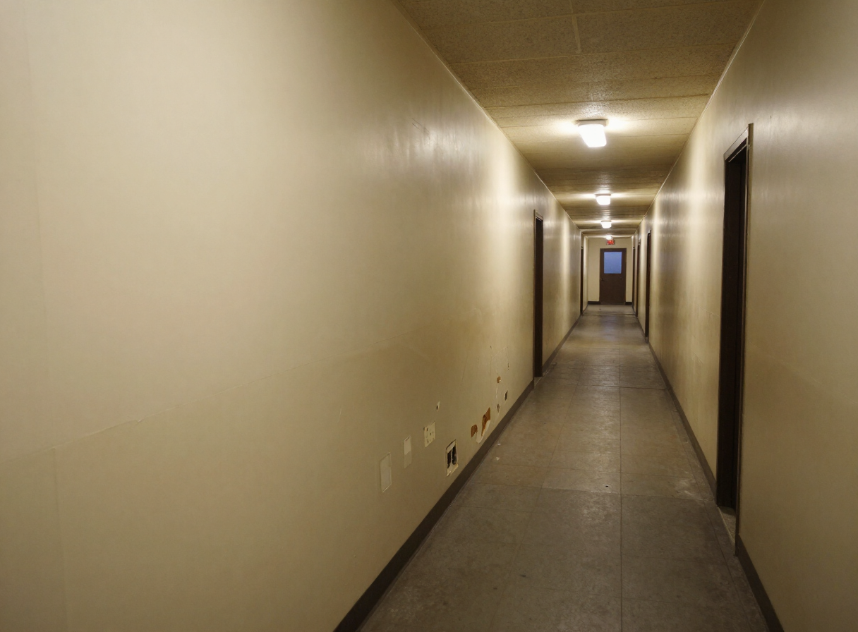 Multifamily building hallway in Union City NJ before drywall repair and painting