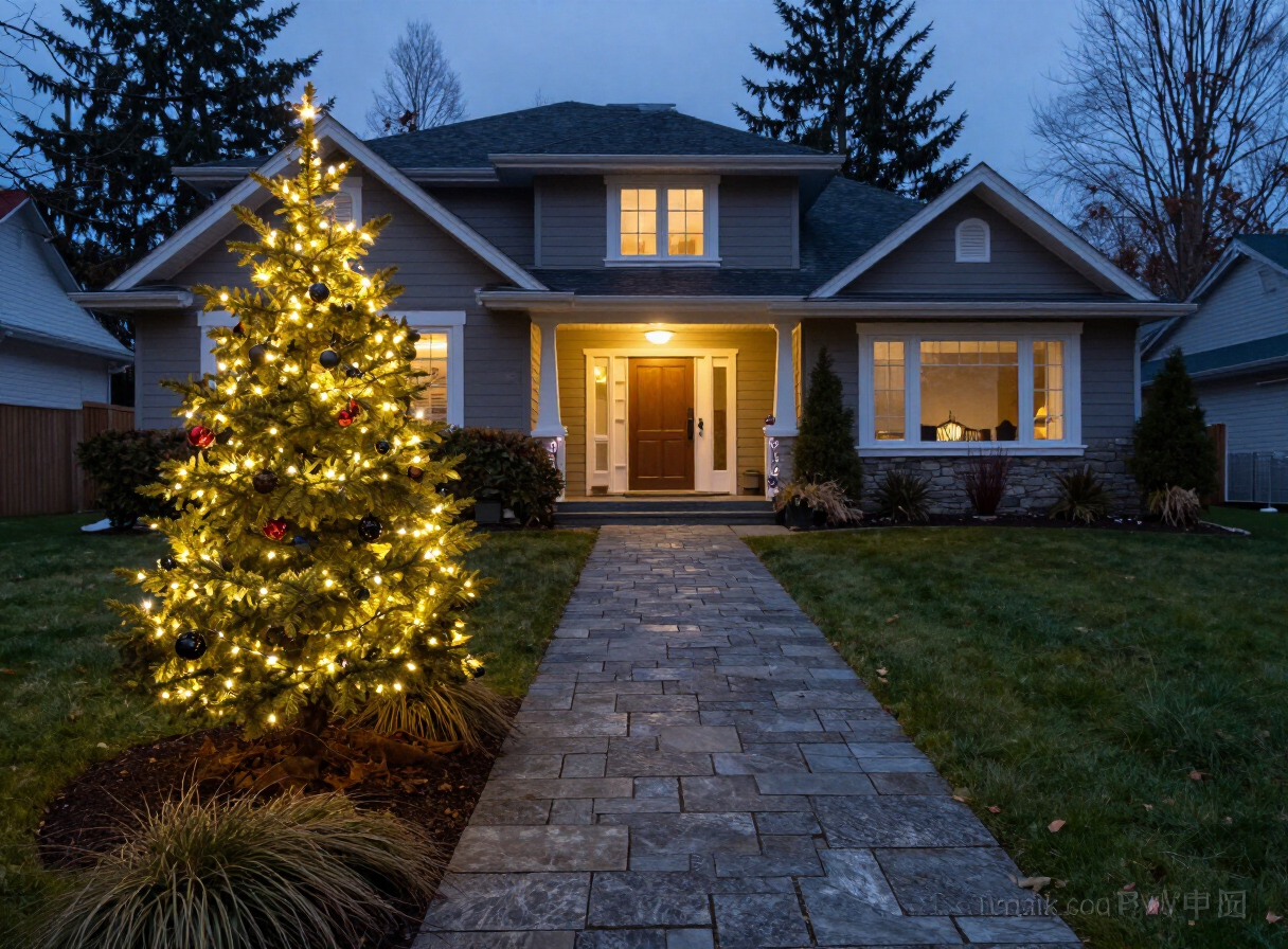 Commercial premises Christmas lights in Vancouver with commissioned festive exterior and seasonal light configuration.