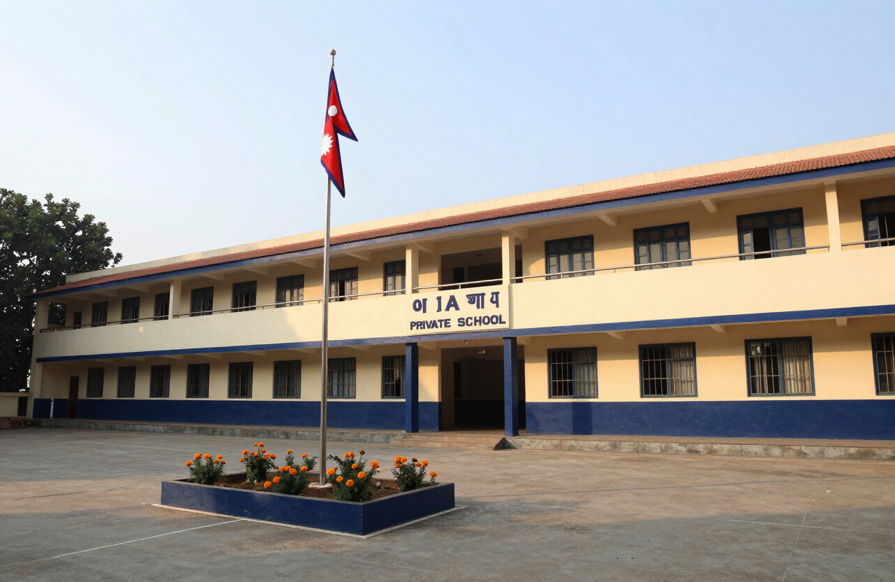 The Himali English Boarding School campus and courtyard in Janakpurdham