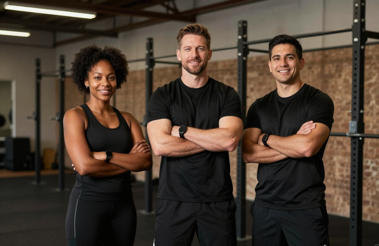 The Firmvault coaching team standing together on the training floor