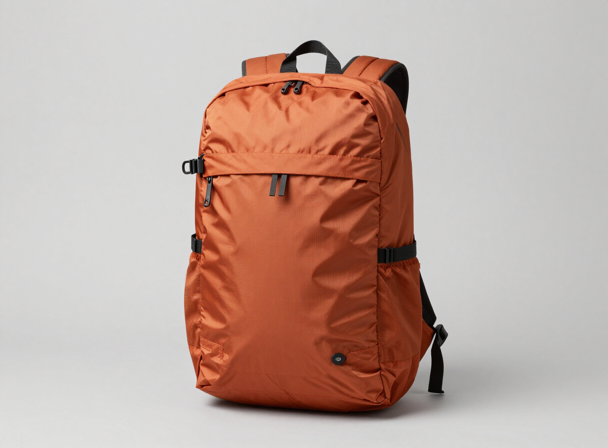 Ultralight frameless sil-nylon backpack in burnt orange