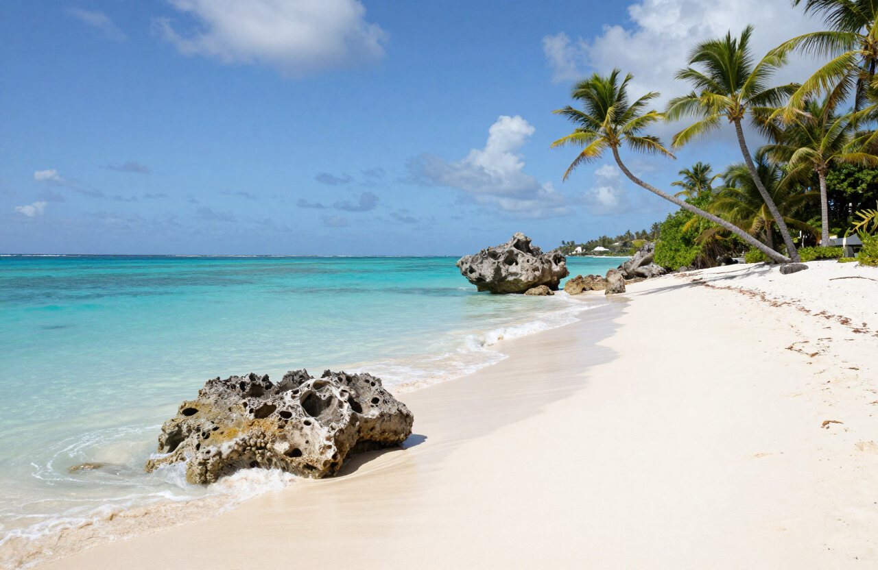 Secluded white-sand beach with turquoise water in Anguilla