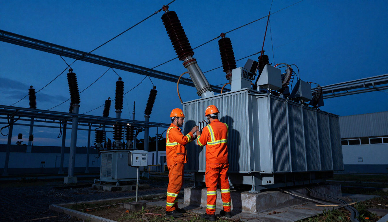 Equipe da Mont Engenharia em manutenção de subestação elétrica industrial
