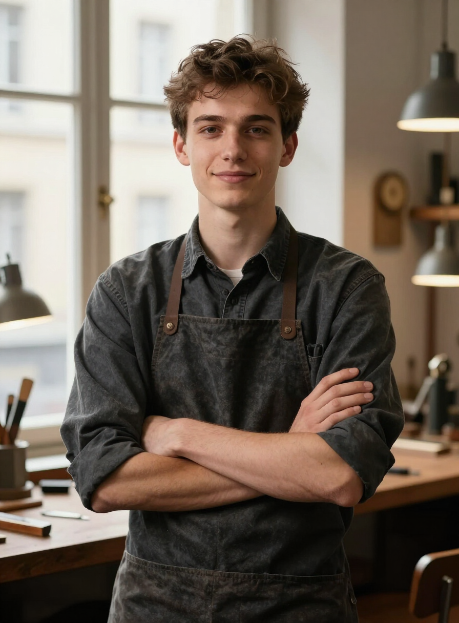 Romain Mikula, horloger, portrait dans son atelier à Crécy La Chapelle