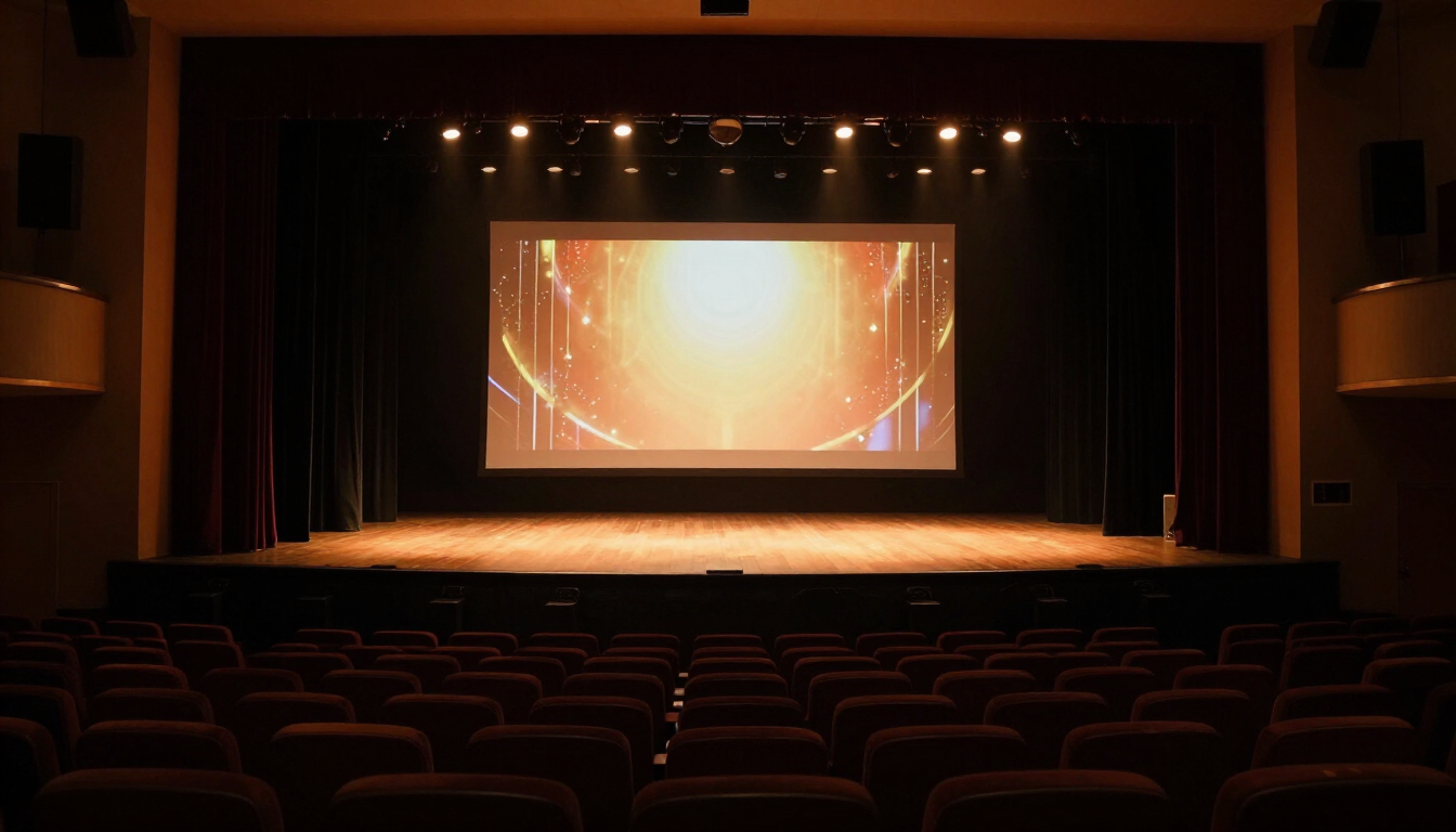 Auditorium stage in Chennai prepared for the Young Minds TN awards ceremony