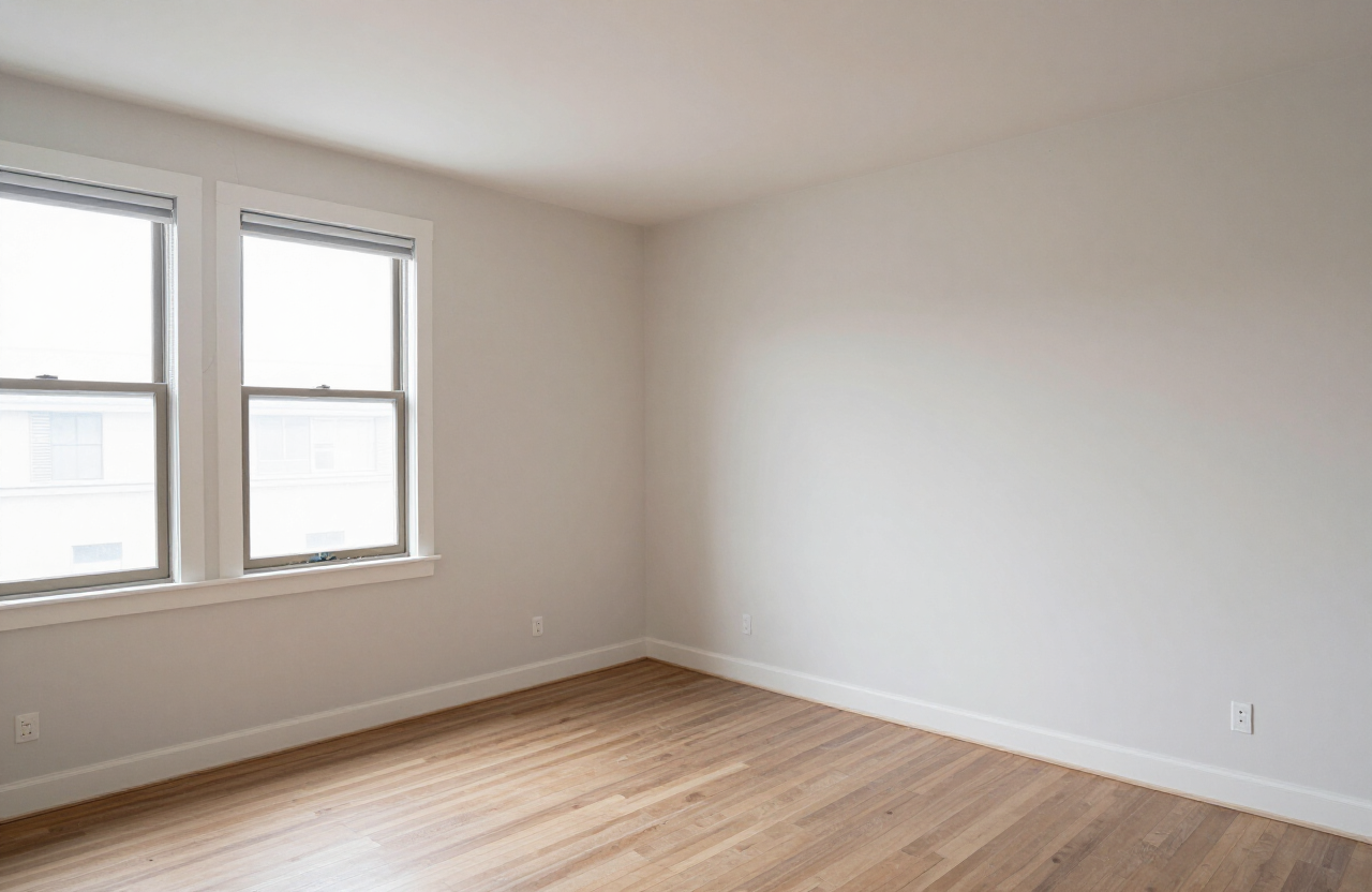 Condo unit living room in Secaucus NJ before interior painting with settling cracks