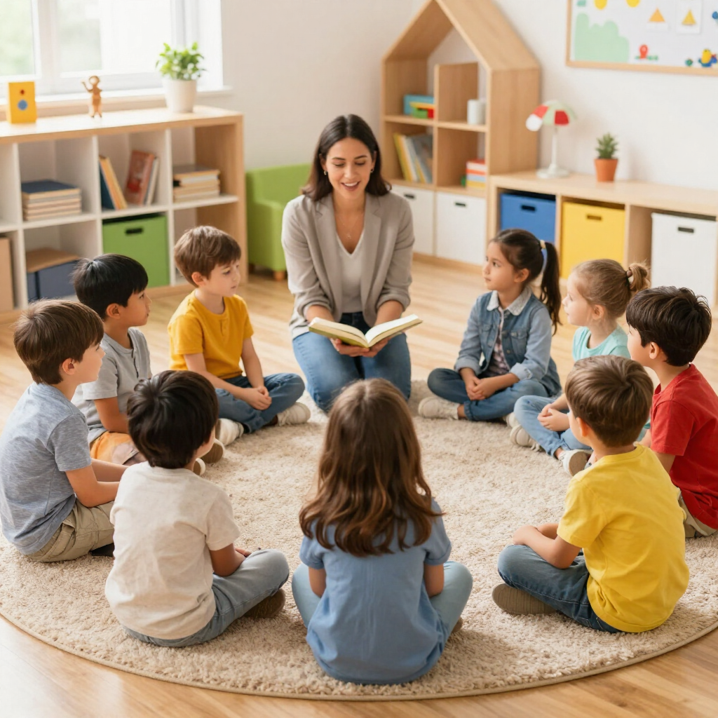 Toddlers gathered for story time