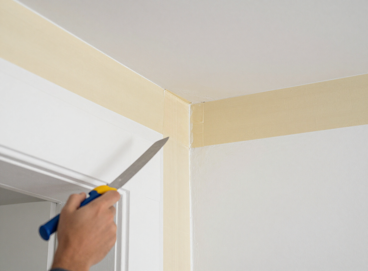 Failed drywall tape — after