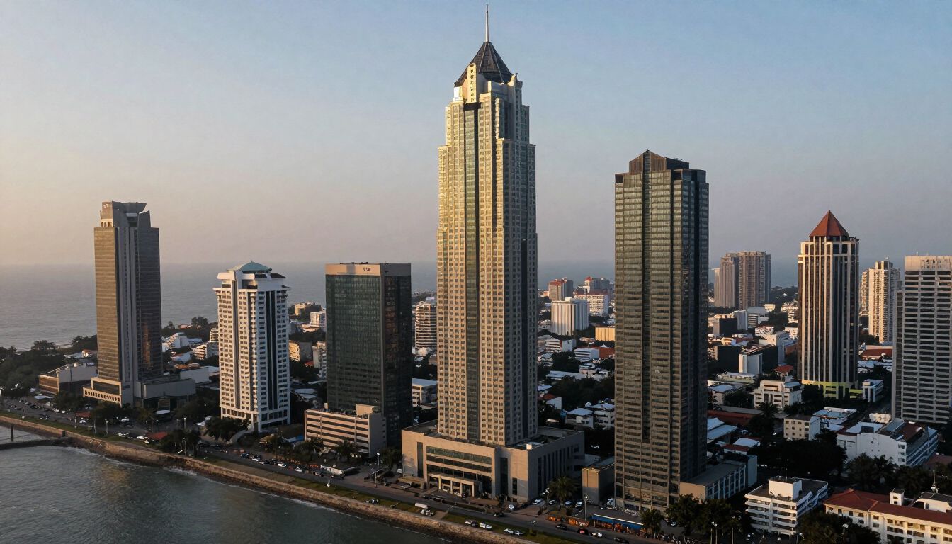 Aerial view of Mumbai’s Nariman Point financial district at golden hour