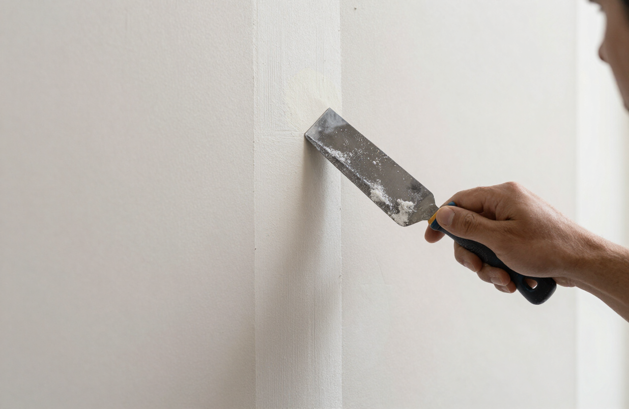 Drywall patching and skim coating in progress in Secaucus, NJ