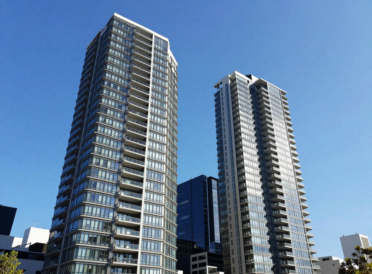 Modern high-rise apartment building in Melbourne cared for by Multiflex caretakers